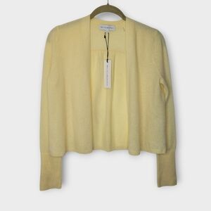 White + Warren Cashmere Cardigan Sweater S Pale Butter Yellow Feminine Sweet NEW